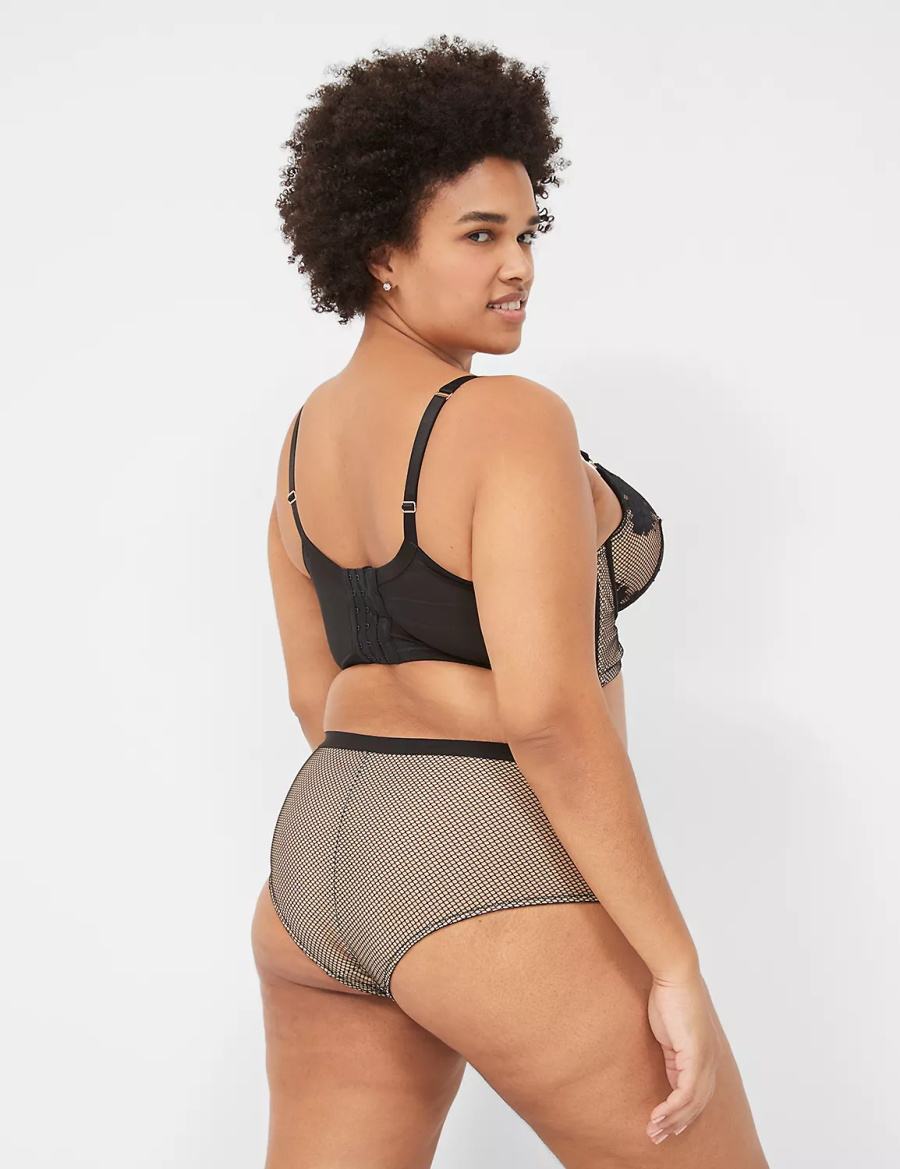 Lane Bryant Fishnet & Lace Women Briefs Black | ZQJ885DL