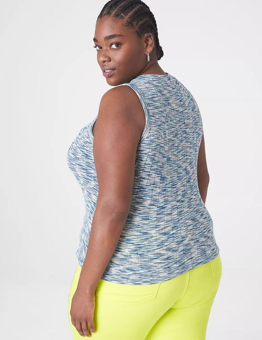 Lane Bryant Fitted Crop Crew-Neck Women Tank Top Light Turquoise | AOR383RI