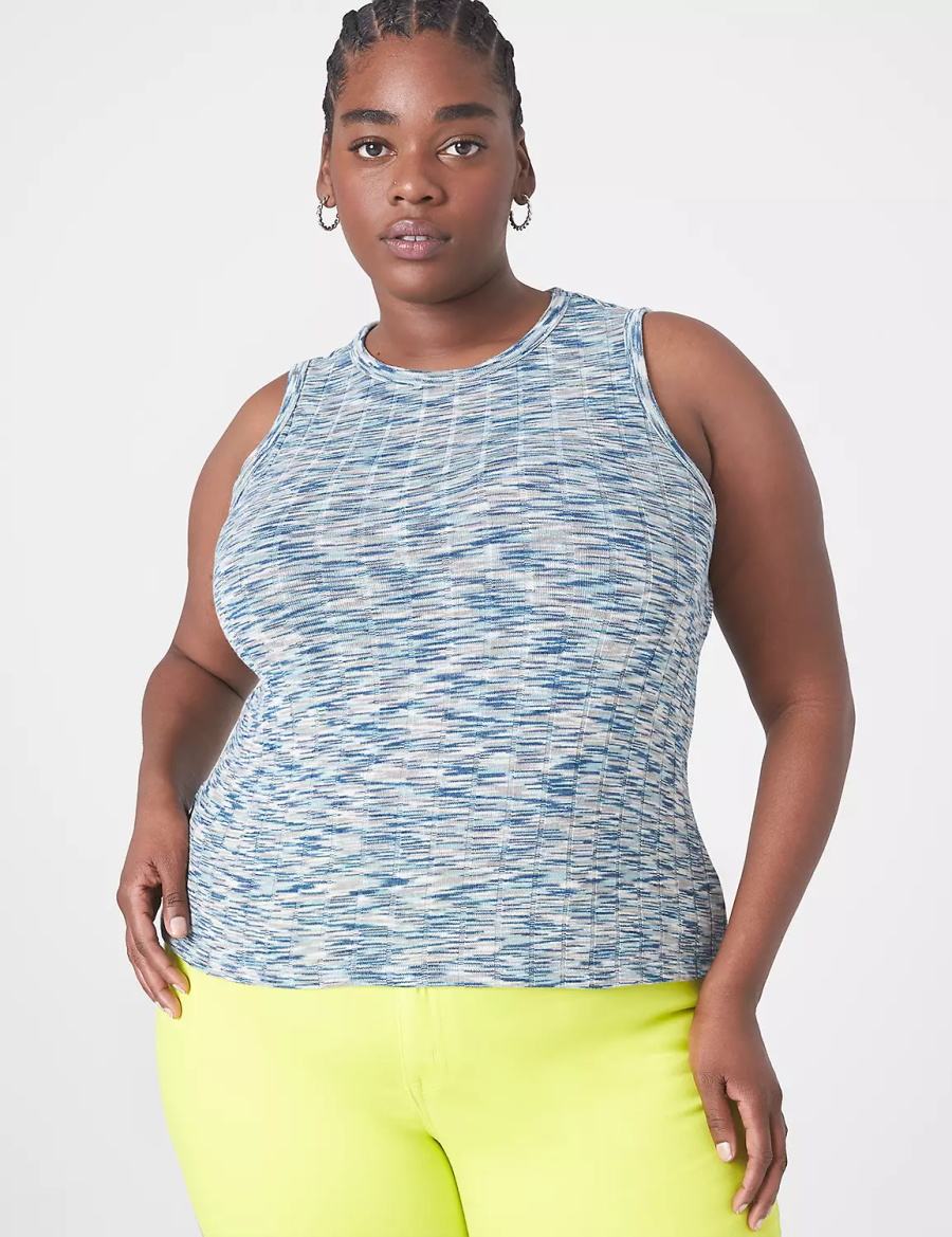 Lane Bryant Fitted Crop Crew-Neck Women Tank Top Light Turquoise | AOR383RI