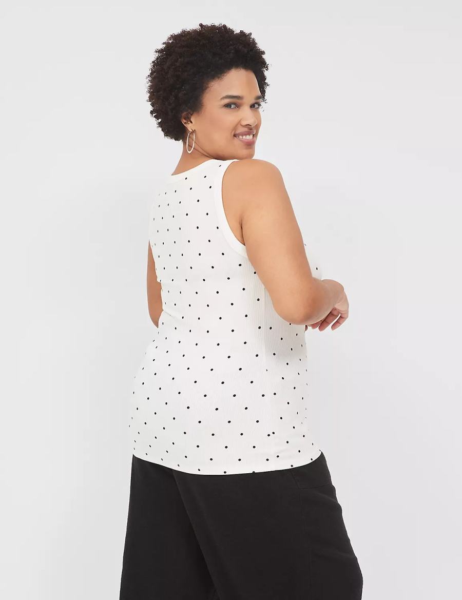 Lane Bryant Fitted High-Neck Rib Women Tank Top White | ICZ4552MF