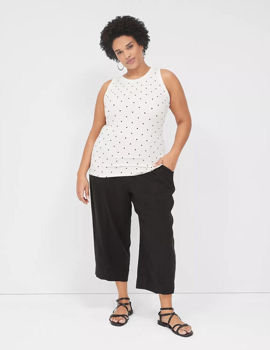 Lane Bryant Fitted High-Neck Rib Women Tank Top White | ICZ4552MF