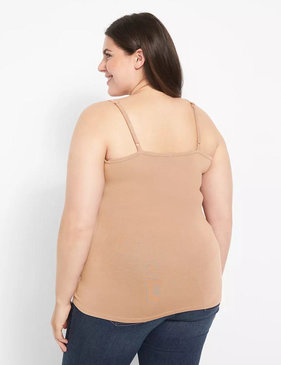 Lane Bryant Fitted Scoop-Neck Cami Women Tank Top Brown | QFT2567ET