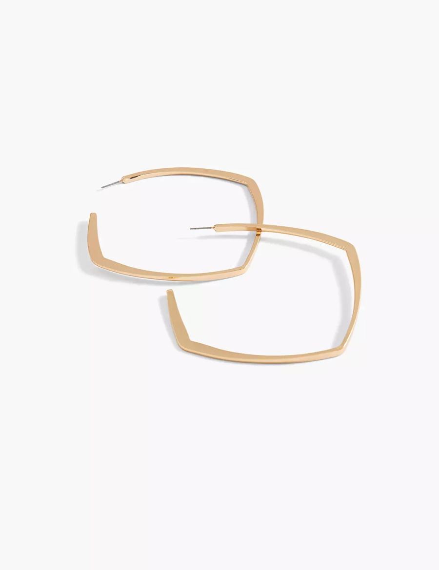 Lane Bryant Flat Square Women Hoop Earrings Gold | UDU234VN