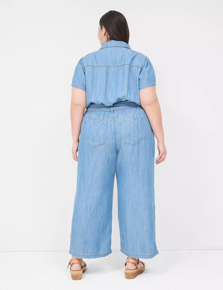 Lane Bryant Fluid Denim Women Jumpsuit Light Blue | ABO5492CK