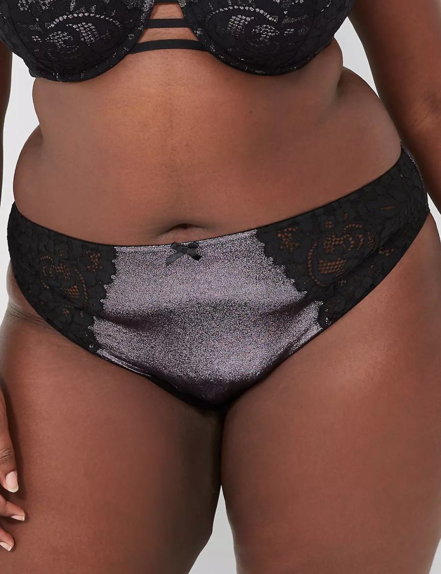 Lane Bryant Foil Shine French Women Briefs Black | PSZ5760WQ