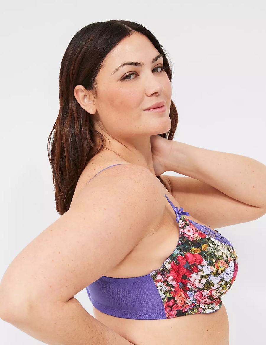 Lane Bryant French Women Balconette Bra Purple Multicolor | BAY3746AY