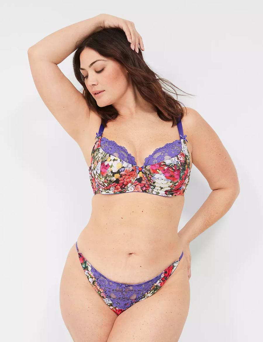 Lane Bryant French Women Balconette Bra Purple Multicolor | BAY3746AY