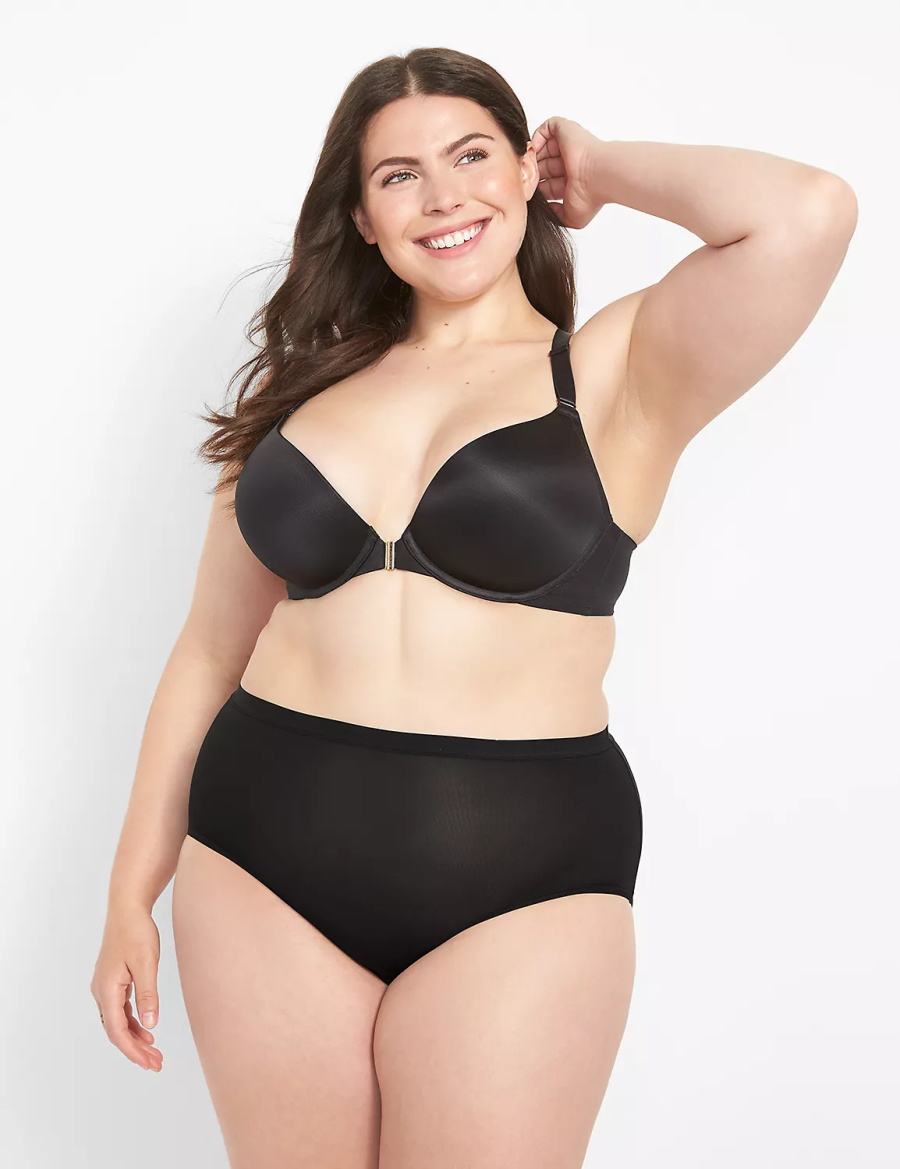 Lane Bryant Front-Close Boost Plunge Women Bralettes Black | TWM3921ZQ