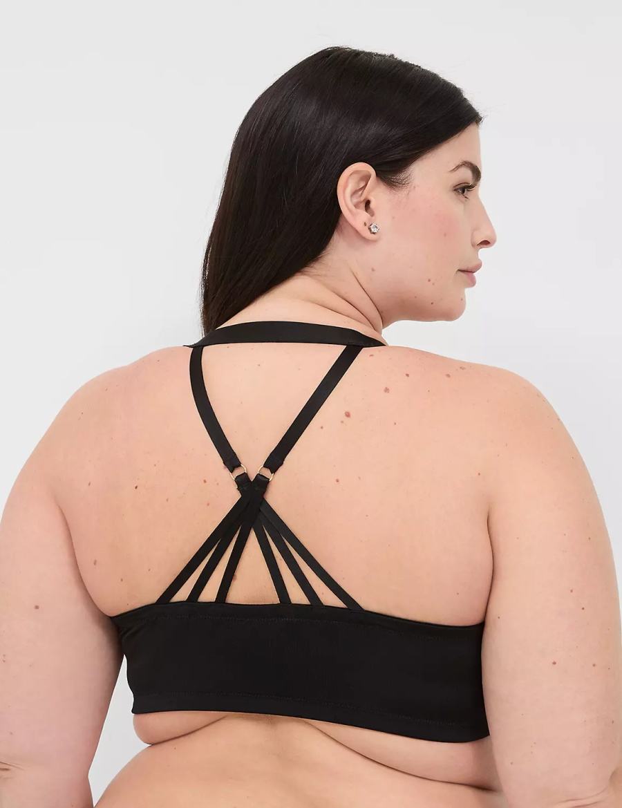 Lane Bryant Front-Close Boost Plunge Women Bralettes Black | GHQ168QD