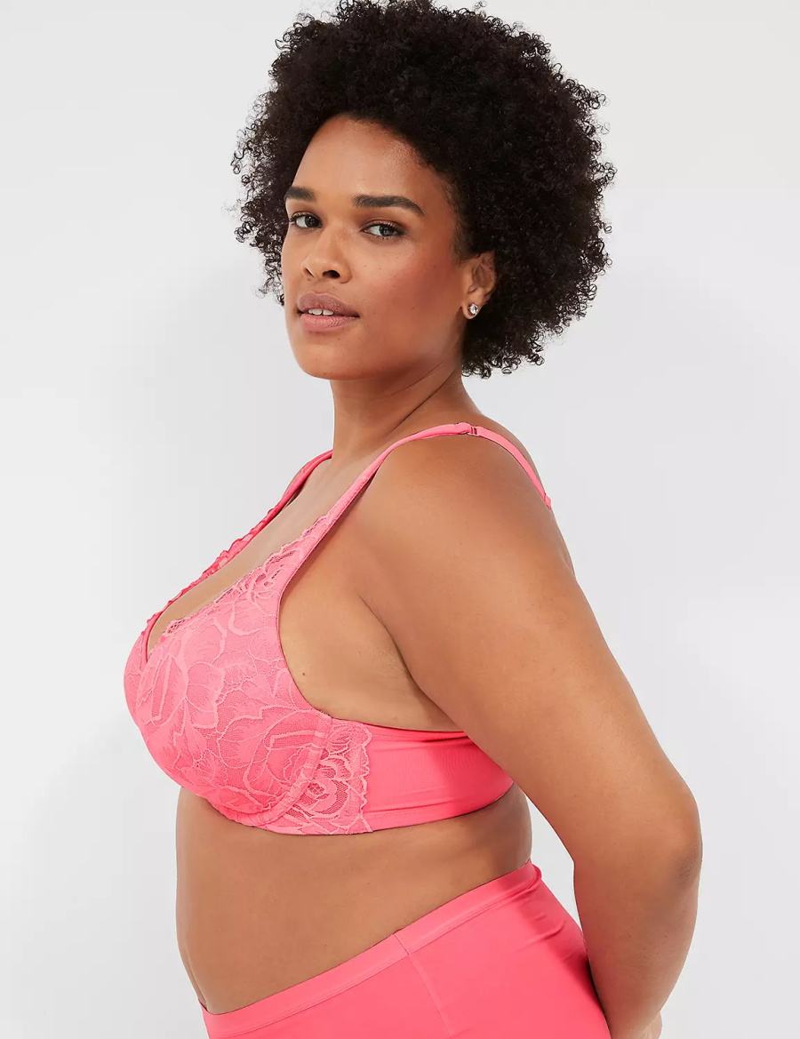 Lane Bryant Front-Close Smooth Boost Plunge Women Bralettes Pink | SPF4385IY