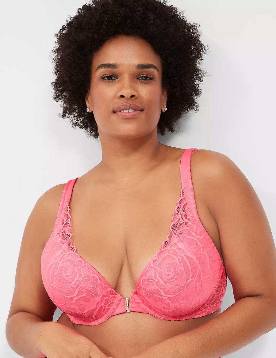 Lane Bryant Front-Close Smooth Boost Plunge Women Bralettes Pink | SPF4385IY