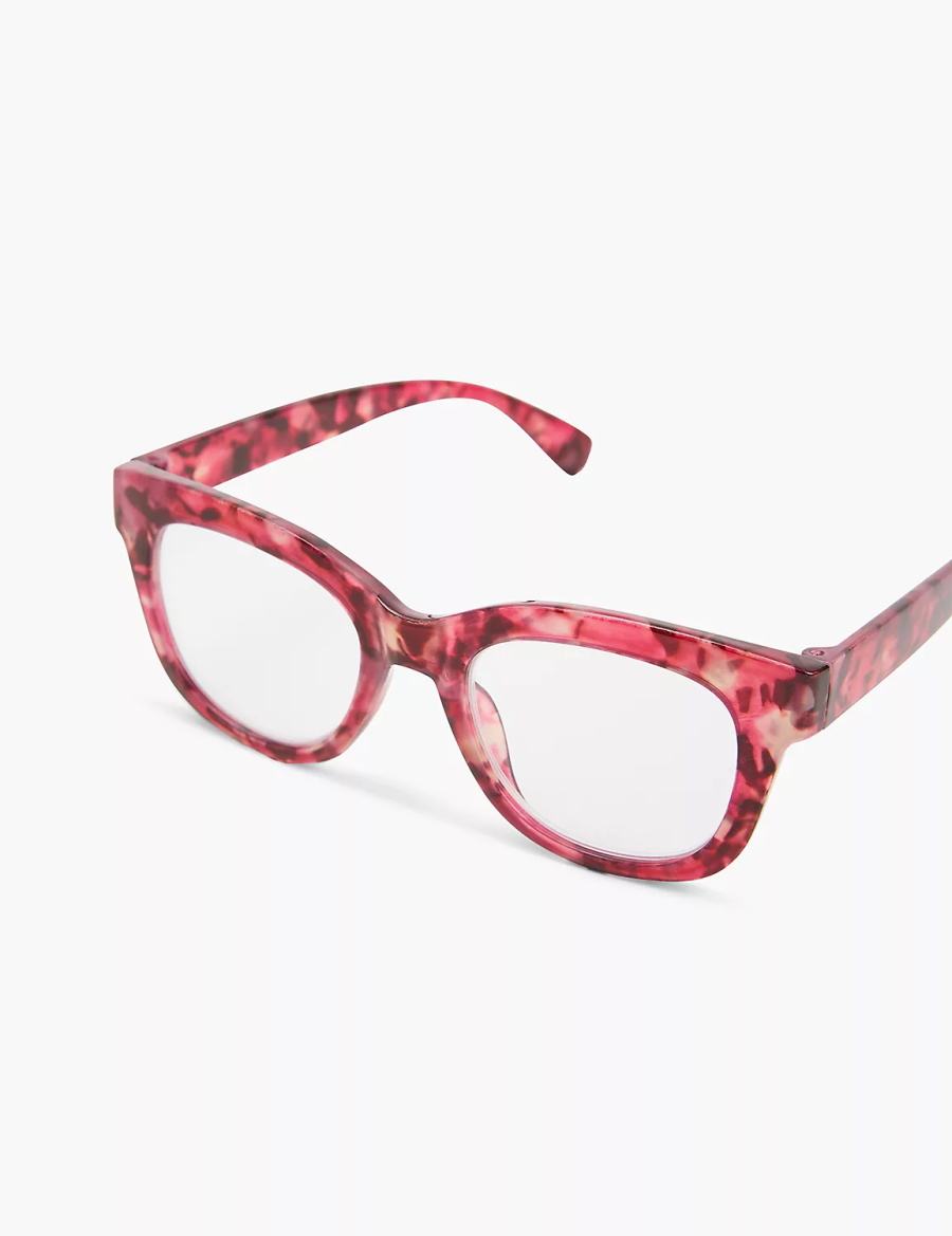 Lane Bryant Fuchsia Tortoiseshell Print Square Reading Women Glasses Red | FWB9576VT