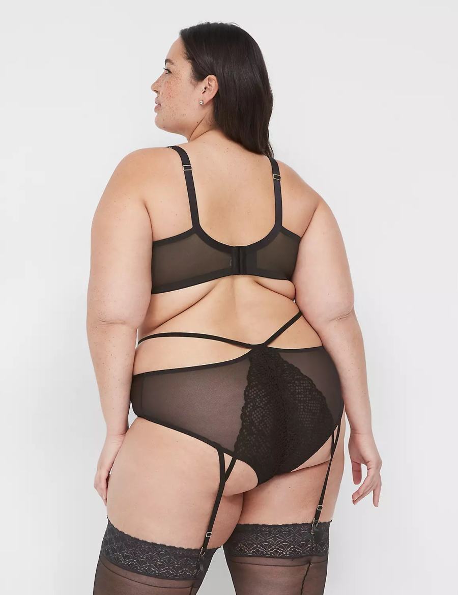 Lane Bryant Garter Women Briefs Black | LVO681WS