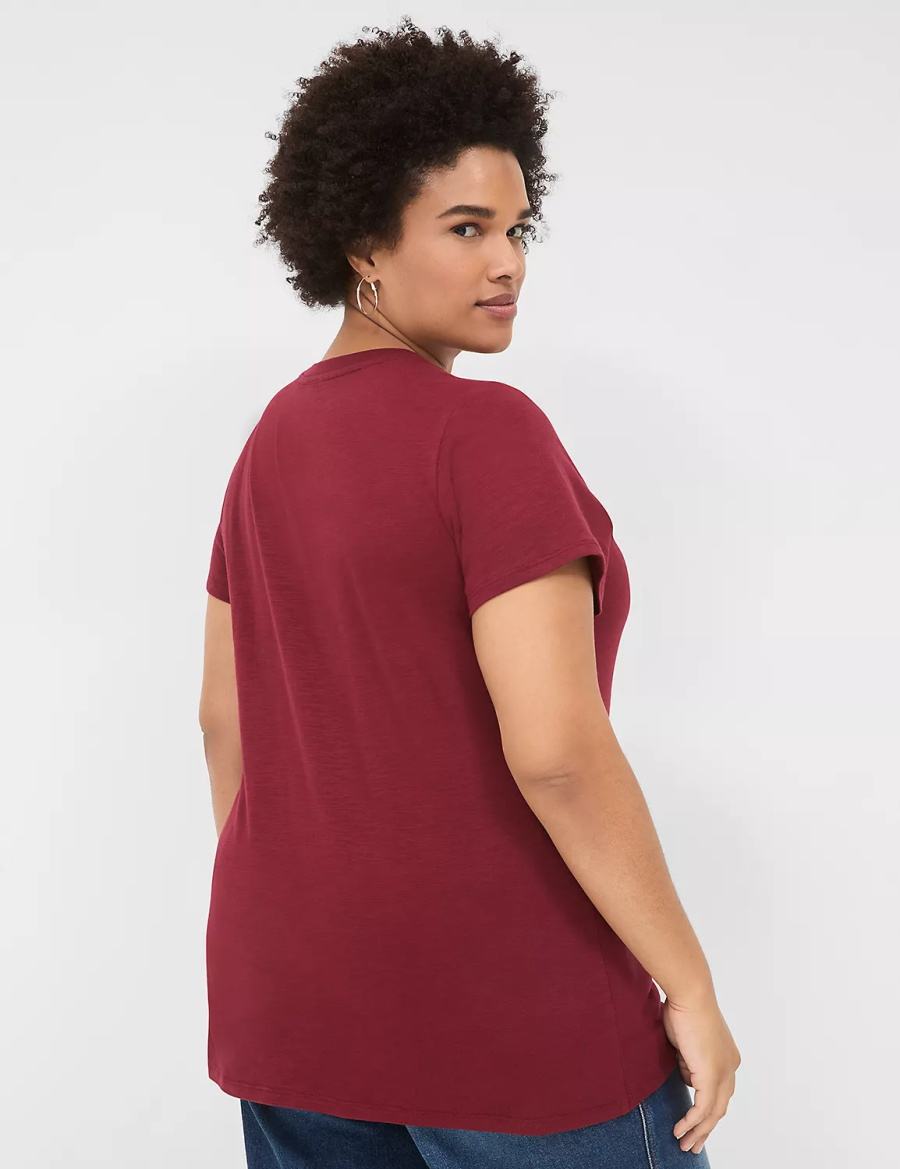 Lane Bryant Glitter In My Teacher Era Graphic Tee Women T Shirts Dark Red | TCI2450DK