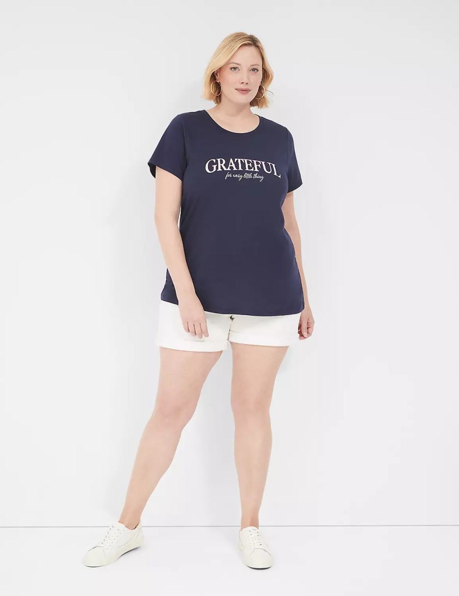 Lane Bryant Grateful Graphic Tee Women T Shirts Blue | WRD5753UL