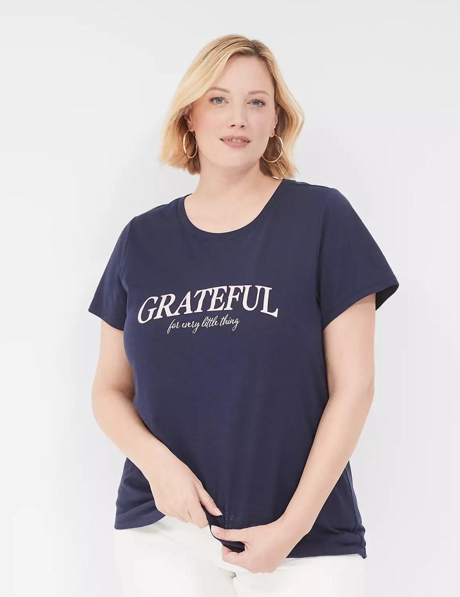 Lane Bryant Grateful Graphic Tee Women T Shirts Blue | WRD5753UL