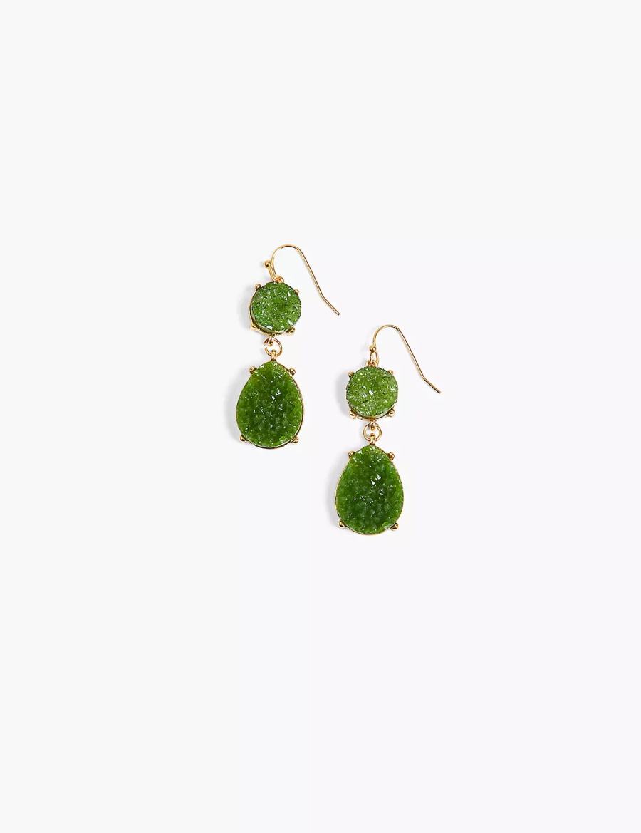 Lane Bryant Green Druzy Drop Women Earrings Gold | IBQ387PT