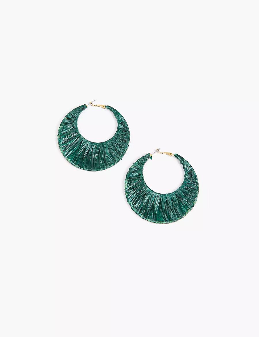 Lane Bryant Green Oversized Women Hoop Earrings Gold | OUS5656FA