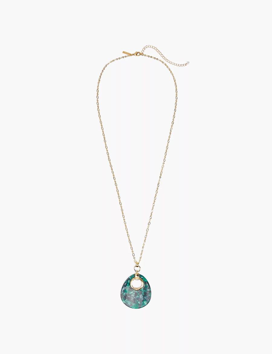 Lane Bryant Green Resin Women Pendant Necklace Gold | LGE5029PQ