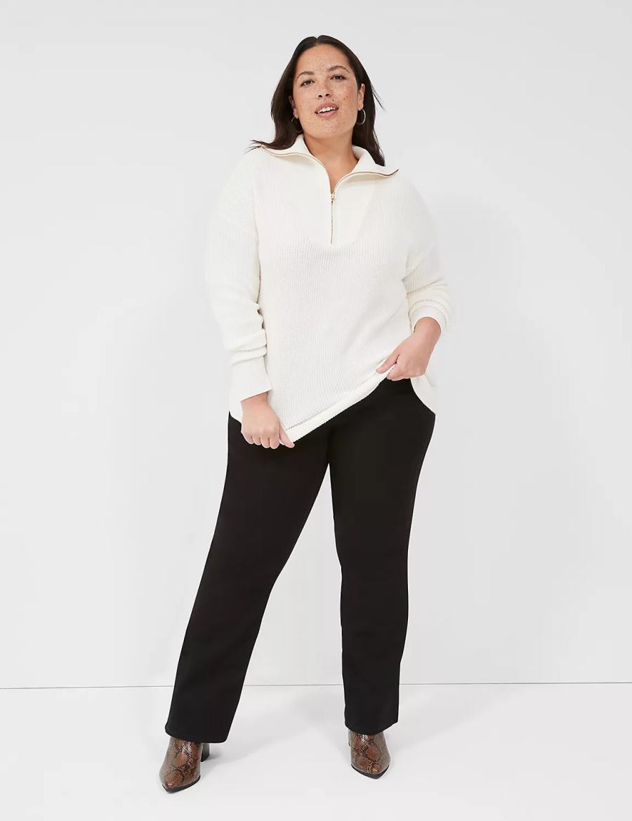 Lane Bryant Half-Zip Mock-Neck Women Sweaters White | XWZ177LX