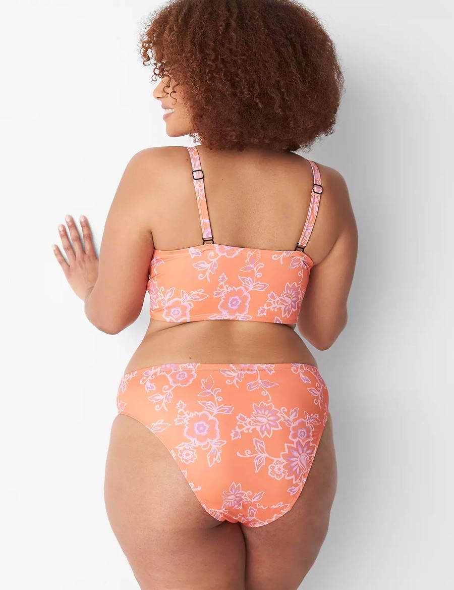 Lane Bryant High-Leg Cheeky Swim Women Bikini Bottom Pink | YPA5031KG