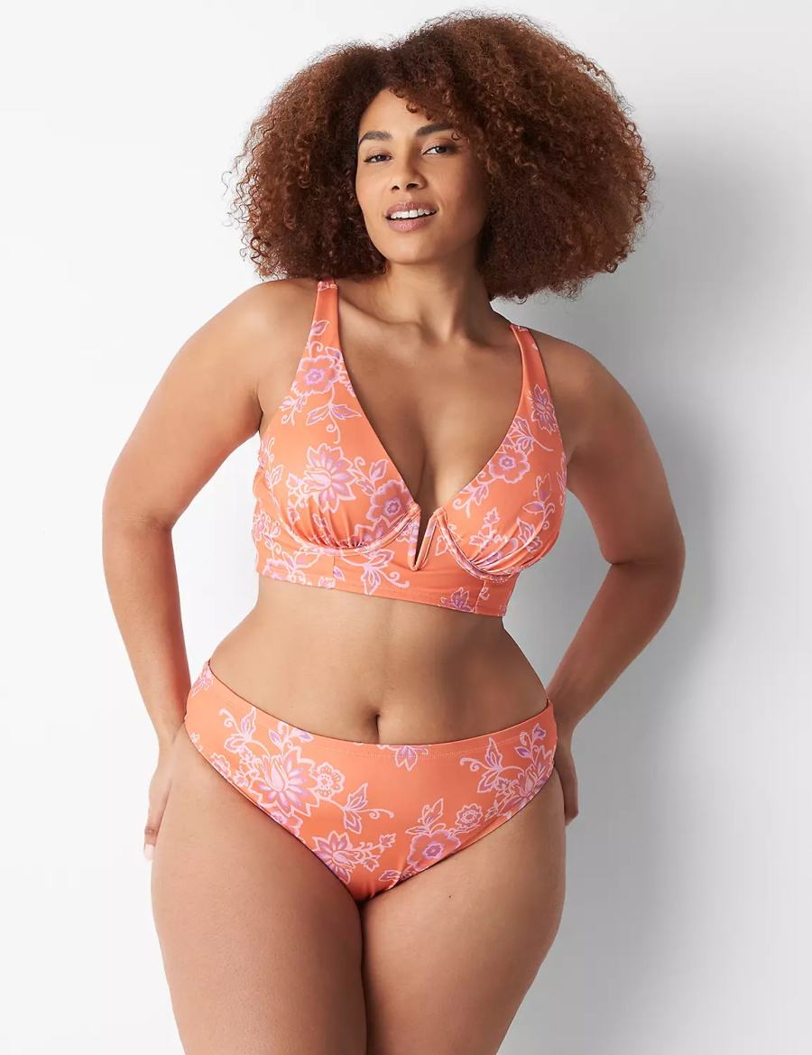 Lane Bryant High-Leg Cheeky Swim Women Bikini Bottom Pink | YPA5031KG