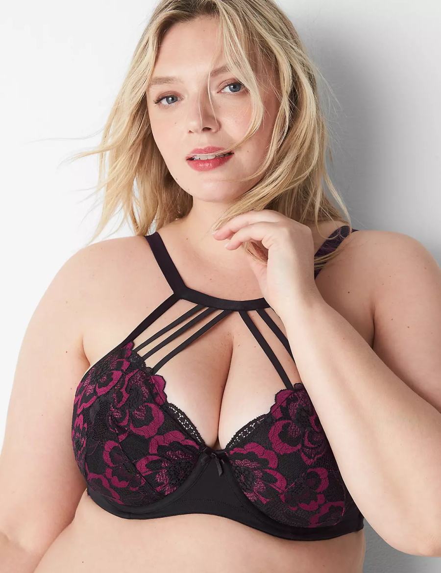 Lane Bryant High-Neck Lightly Lined Women Balconette Bra Black | SNQ2897VT