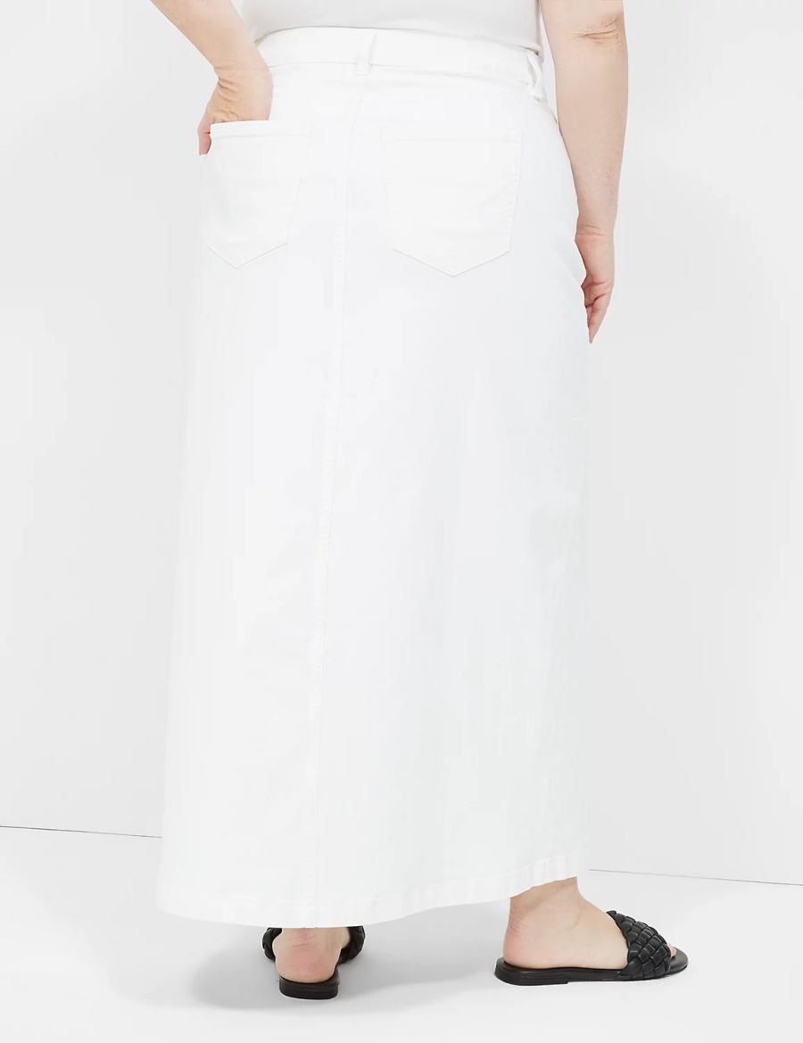 Lane Bryant High-Rise Denim Maxi Women Skirts White | HZH4183WA