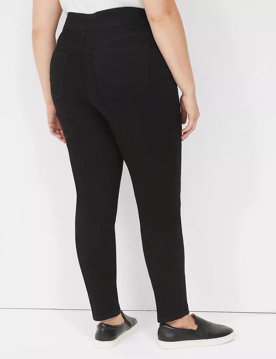 Lane Bryant High-Rise Sateen Pull-On Women Jeggings Black | CDF4119YE