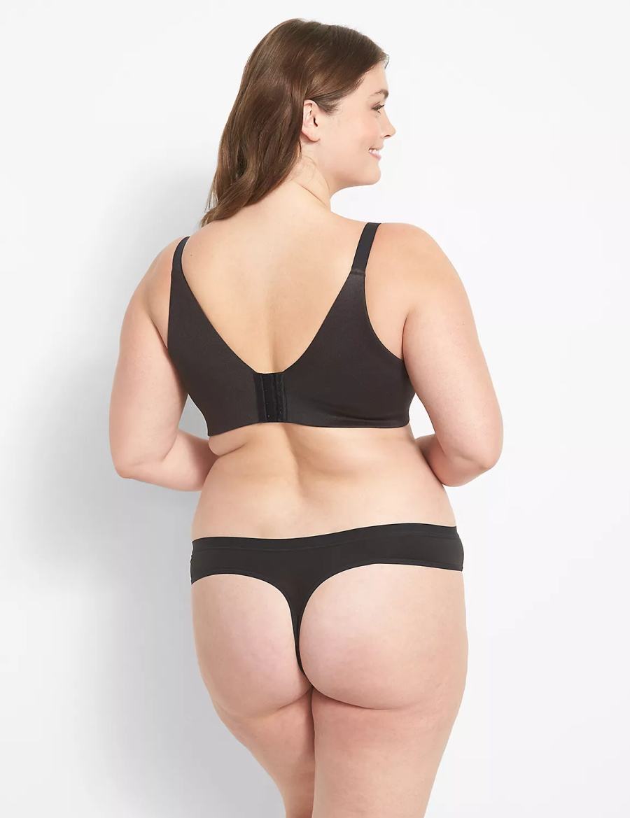 Lane Bryant Invisible Backsmoother Boost Plunge Women Bralettes Black | DTZ4533VC