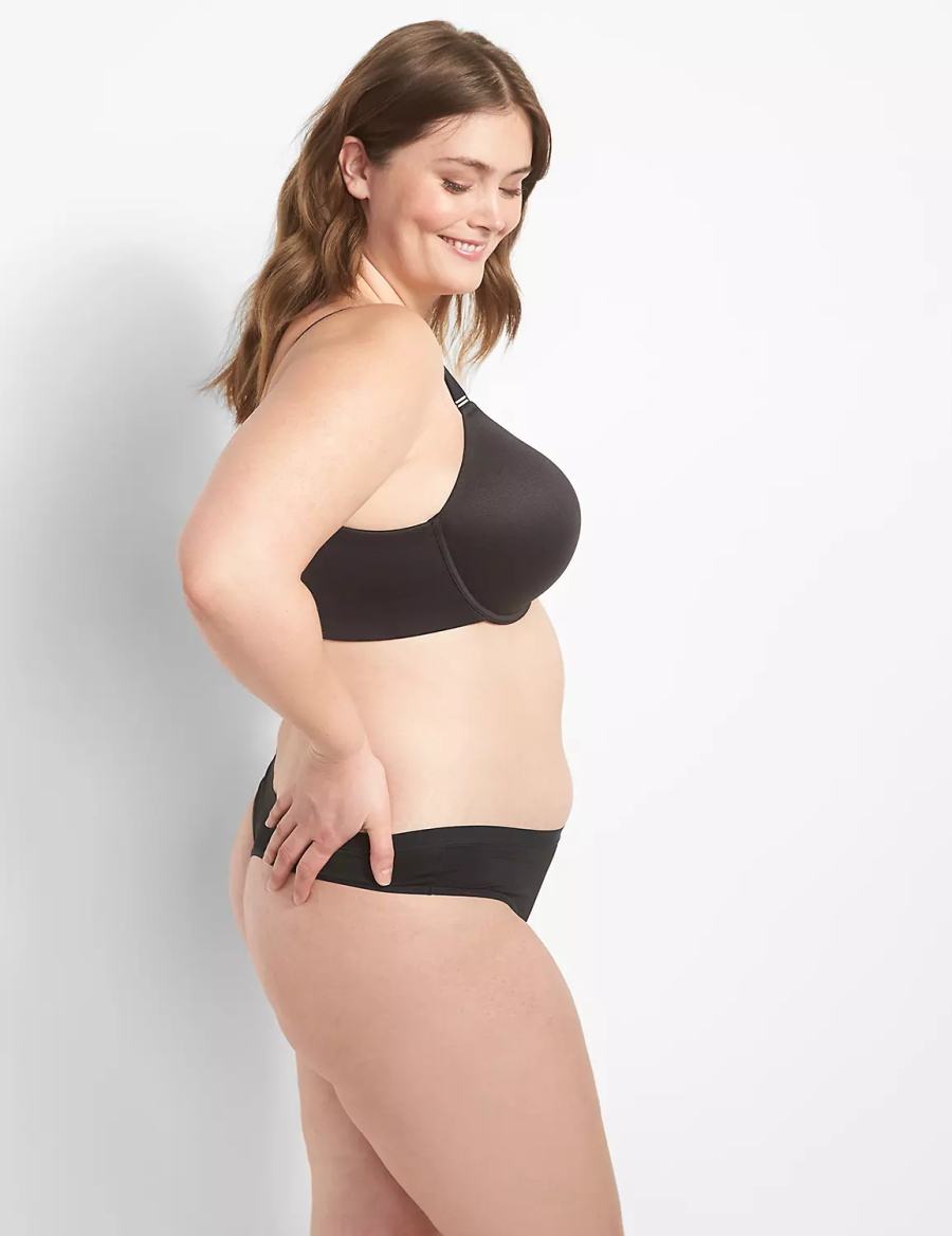 Lane Bryant Invisible Backsmoother Boost Plunge Women Bralettes Black | DTZ4533VC