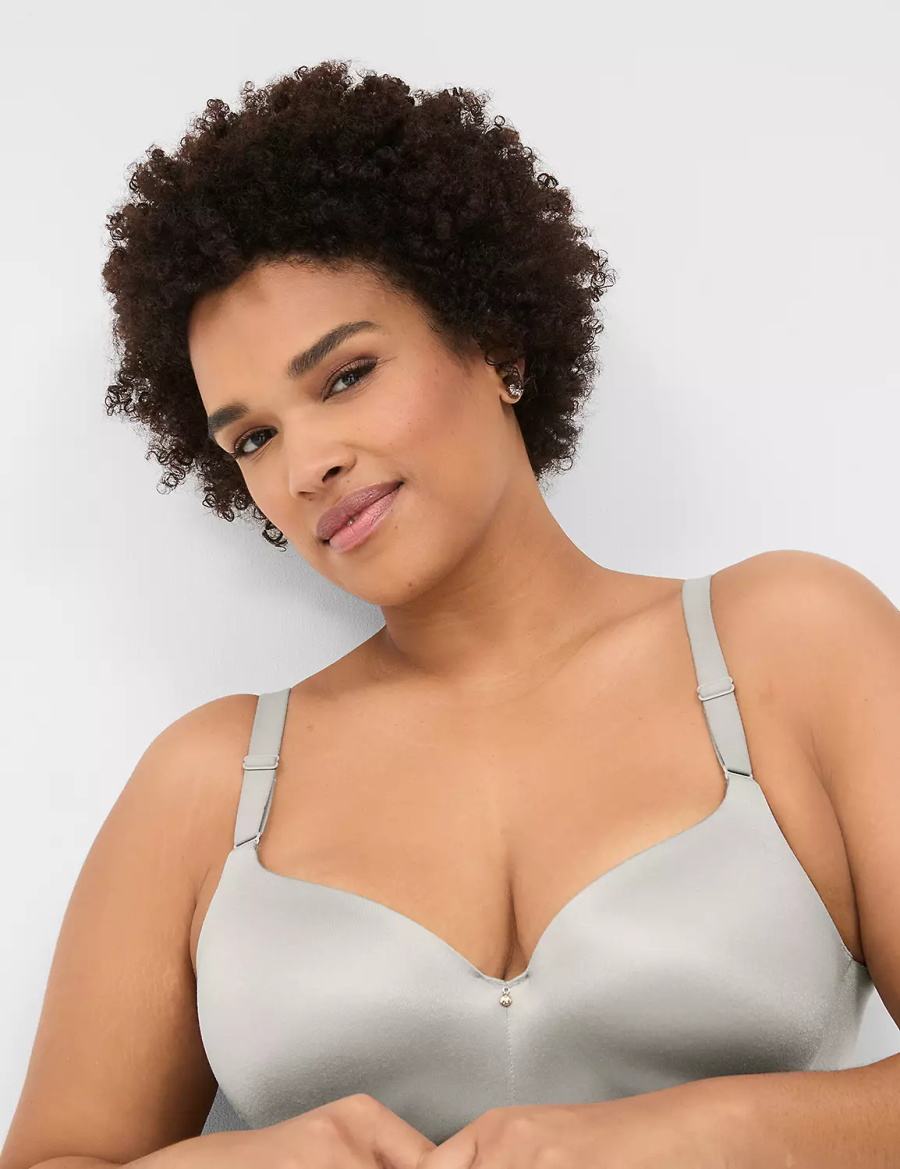 Lane Bryant Invisible Backsmoother Lightly Lined Women Balconette Bra Silver | EHO381BO