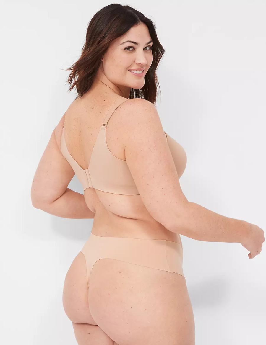 Lane Bryant Invisible Edge Women Thong Panty Beige | XDS5785NP