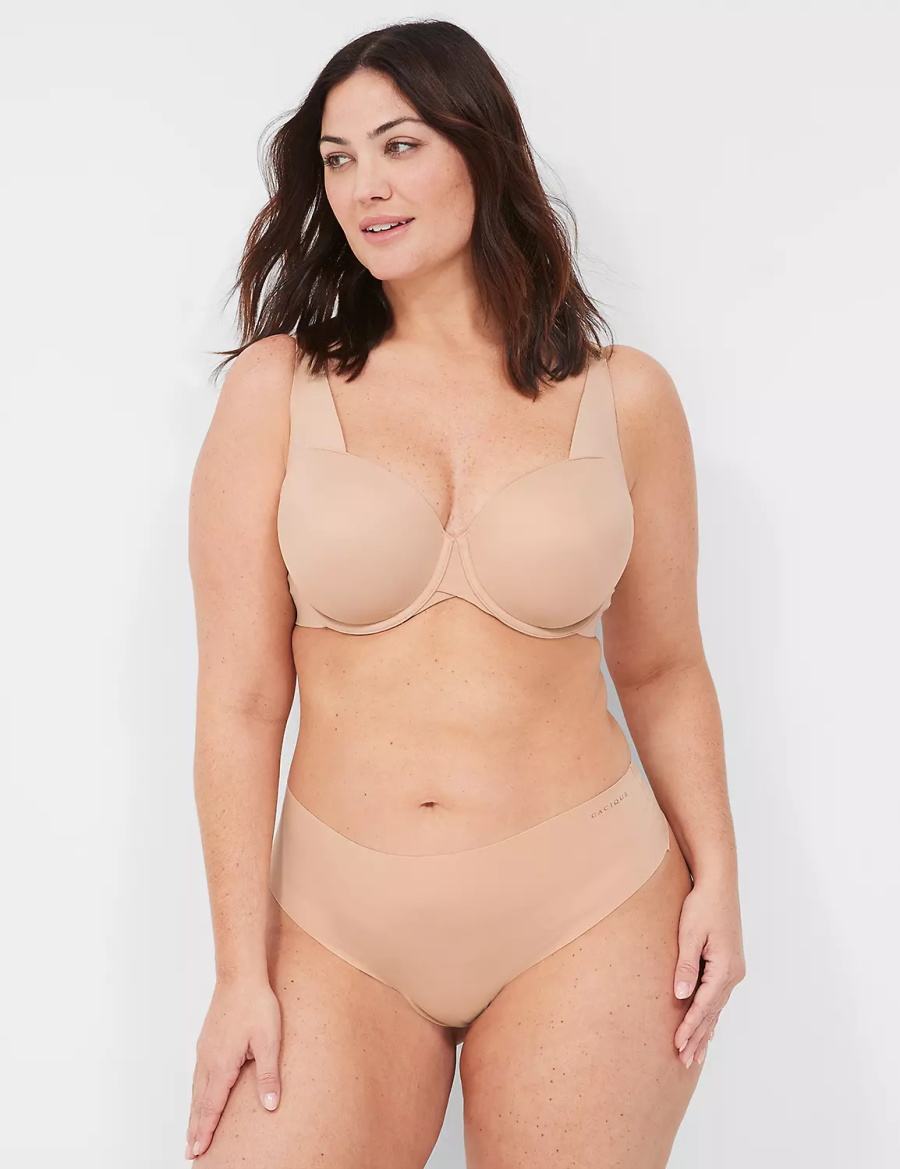 Lane Bryant Invisible Edge Women Thong Panty Beige | XDS5785NP