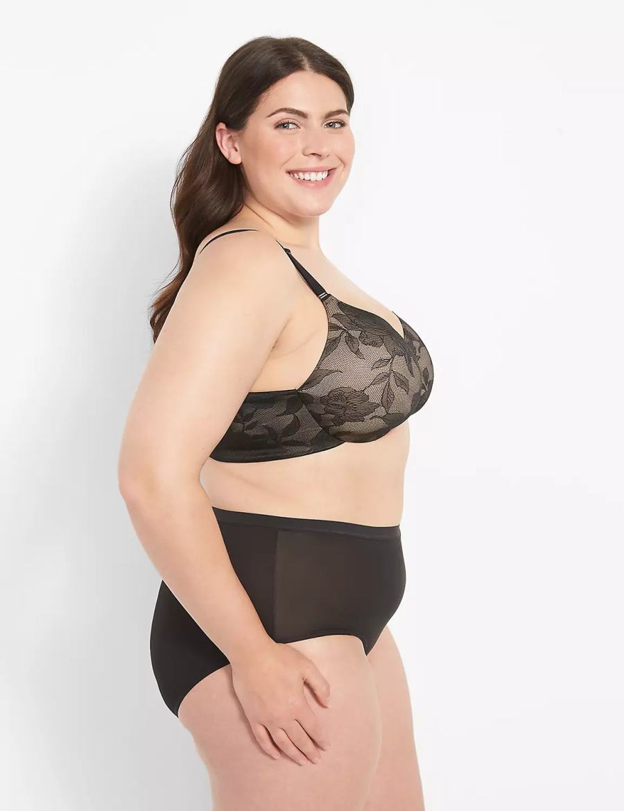 Lane Bryant Invisible Lace Backsmoother Lightly Lined Full Coverage Women Bralettes Black | VOG750SE