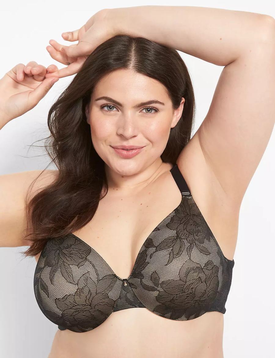 Lane Bryant Invisible Lace Backsmoother Lightly Lined Full Coverage Women Bralettes Black | VOG750SE