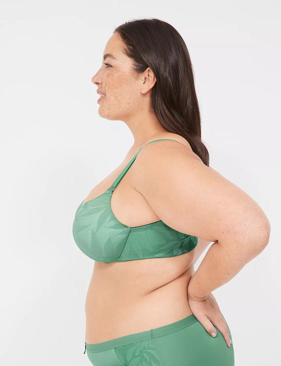 Lane Bryant Invisible Lace Backsmoother Women Balconette Bra Deep Green | NYL271KH