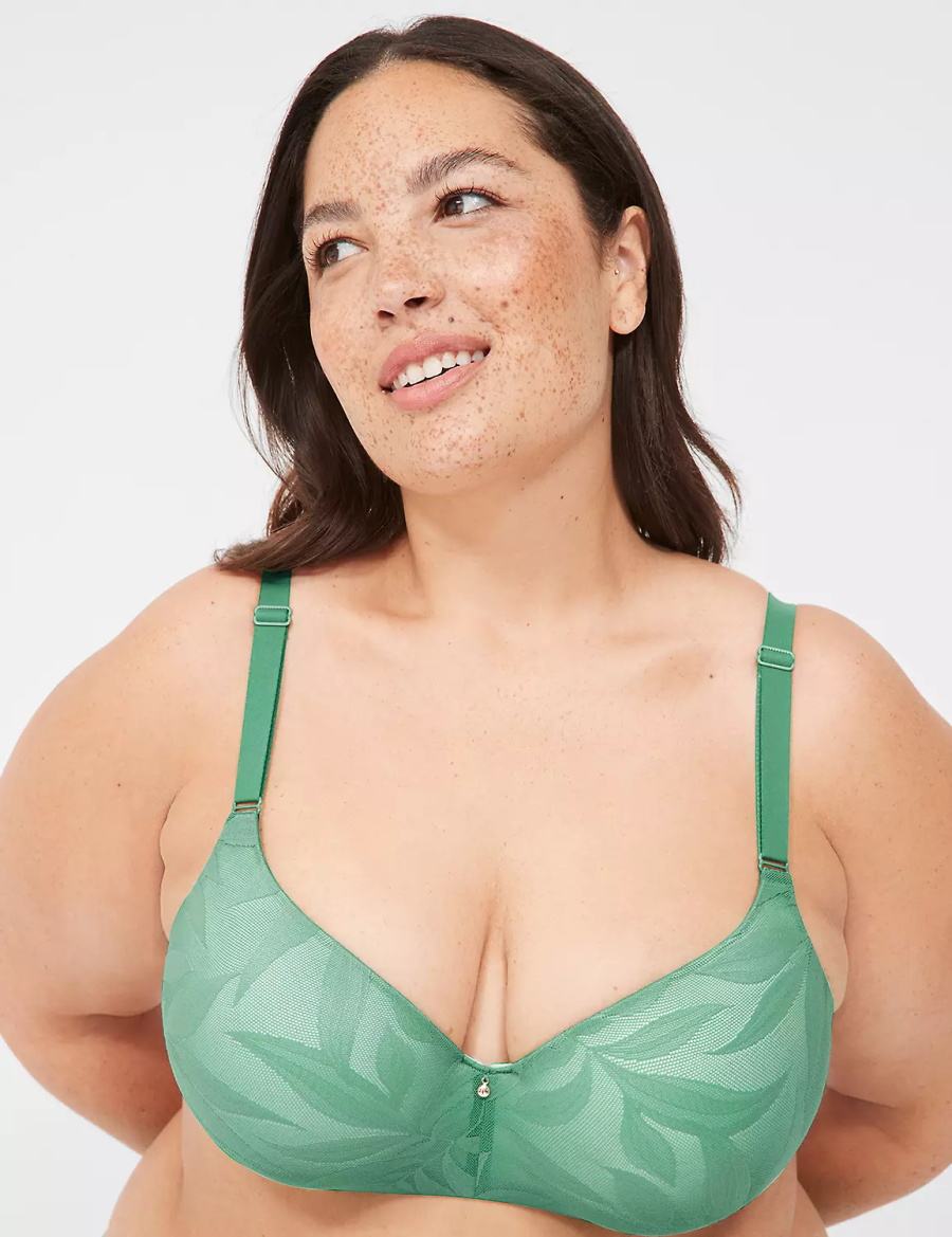 Lane Bryant Invisible Lace Backsmoother Women Balconette Bra Deep Green | NYL271KH