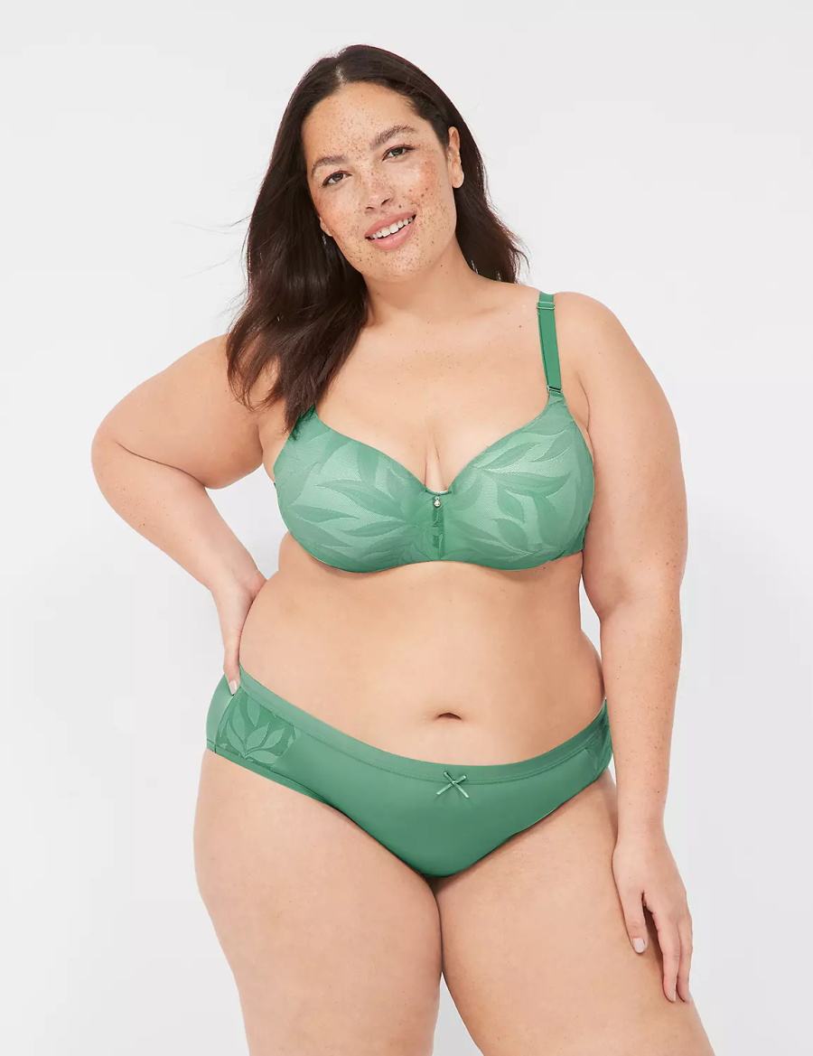 Lane Bryant Invisible Lace Backsmoother Women Balconette Bra Deep Green | NYL271KH