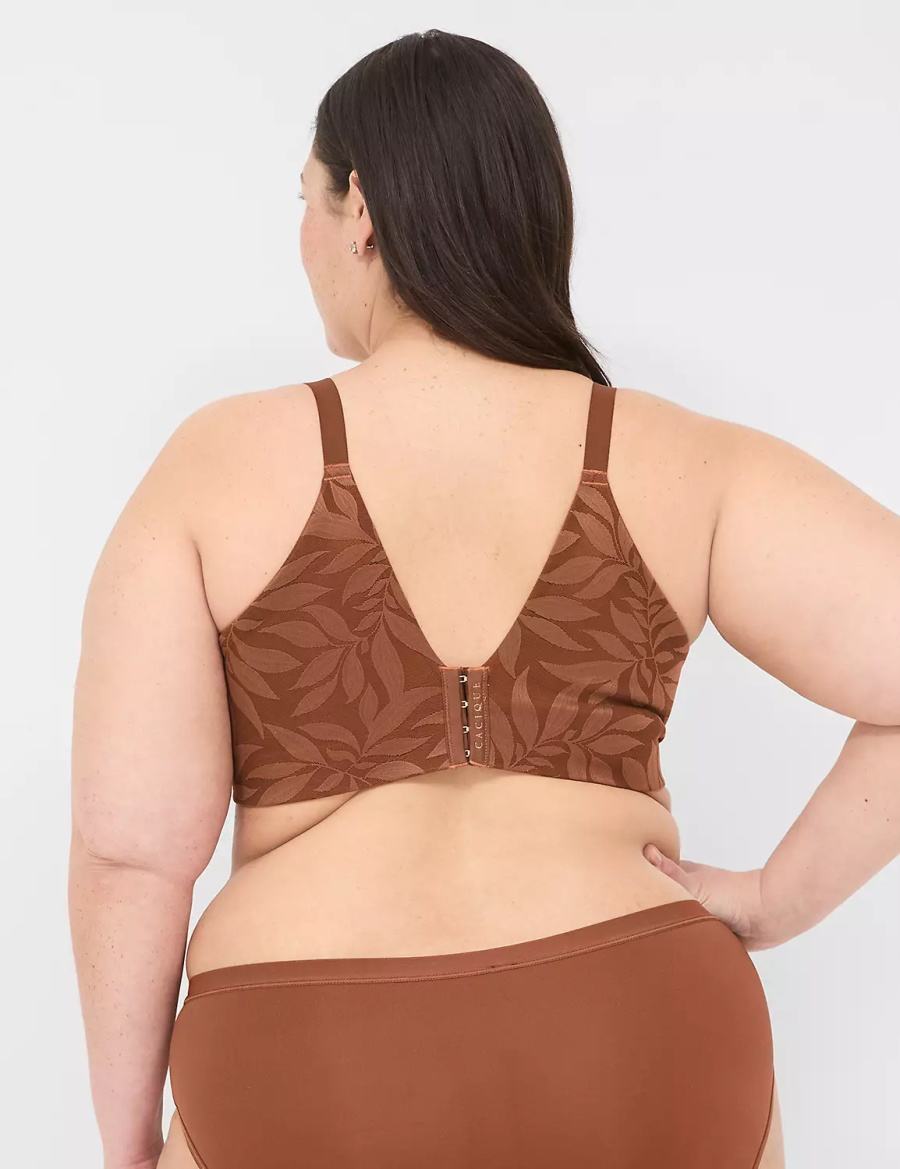 Lane Bryant Invisible Lace Backsmoother Lightly Lined Women Balconette Bra Chocolate | PNS2572NR