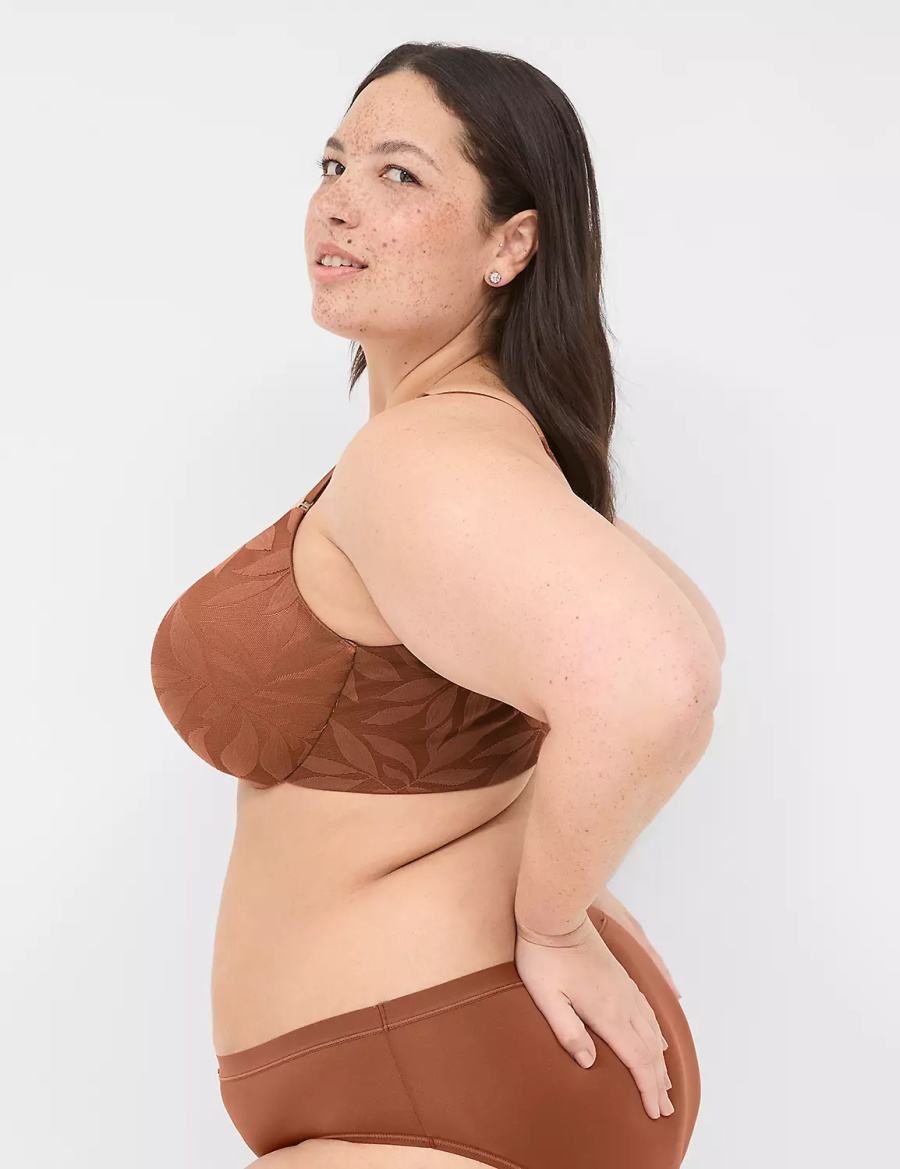 Lane Bryant Invisible Lace Backsmoother Lightly Lined Women Balconette Bra Chocolate | PNS2572NR