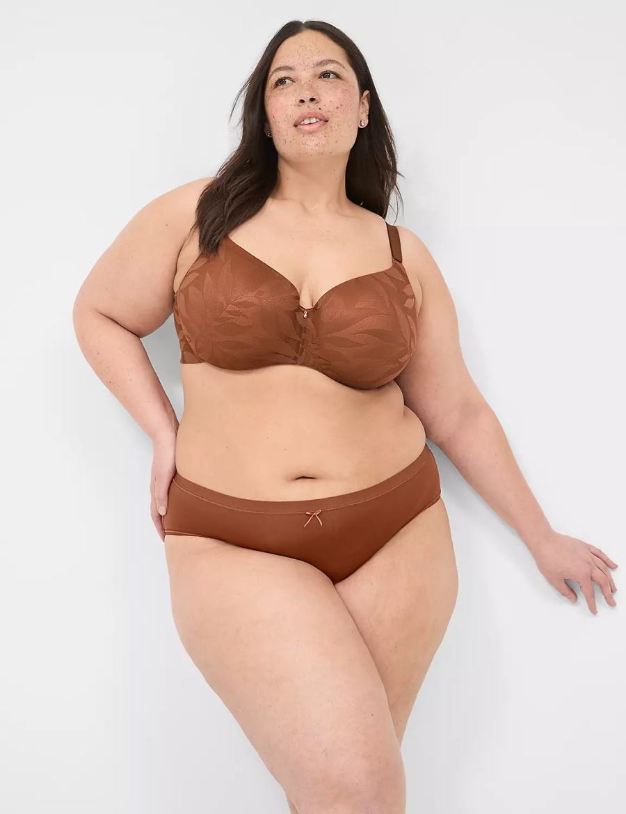 Lane Bryant Invisible Lace Backsmoother Lightly Lined Women Balconette Bra Chocolate | PNS2572NR