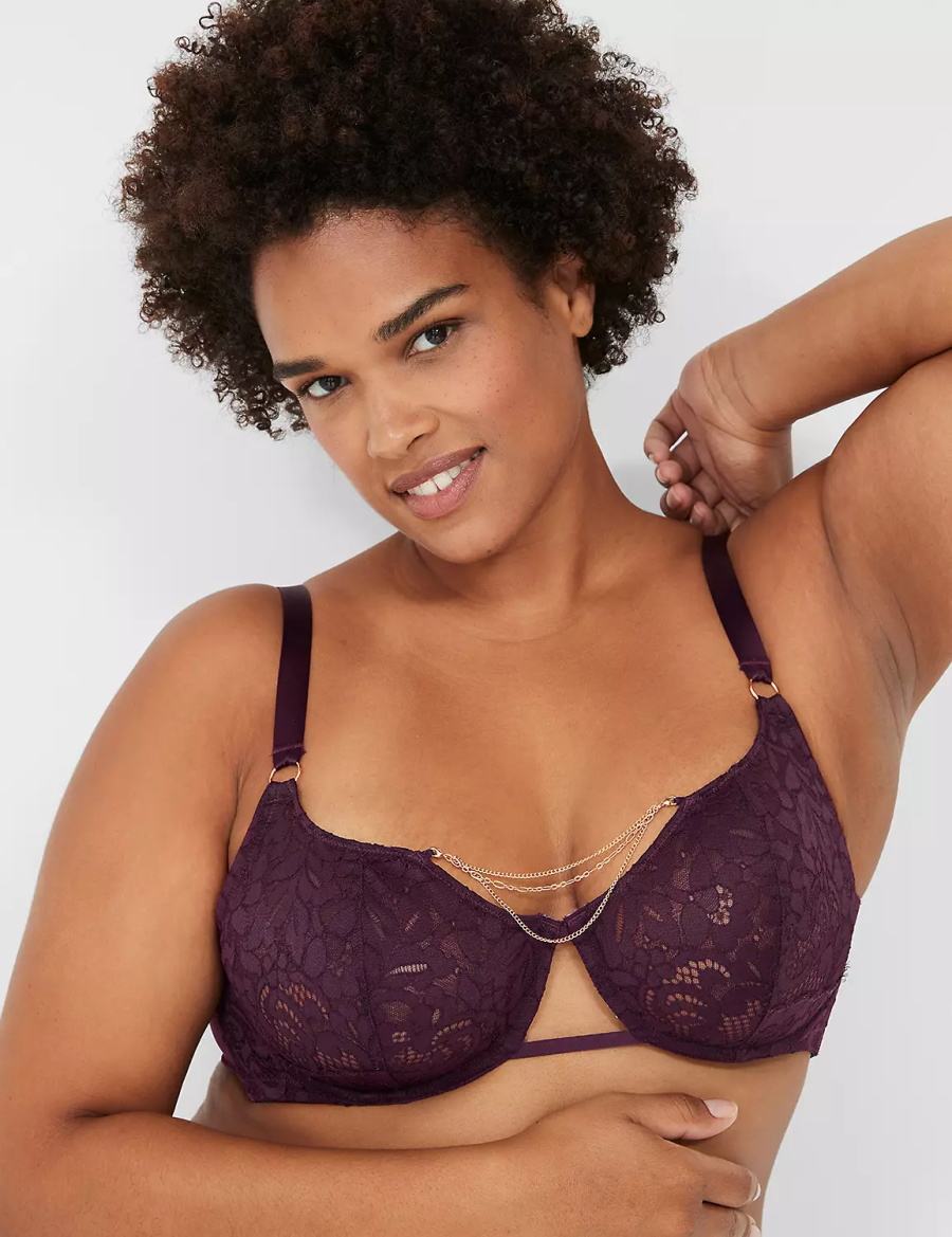 Lane Bryant Jewelry Demi Women Unlined Bra Burgundy | TFQ8266XT