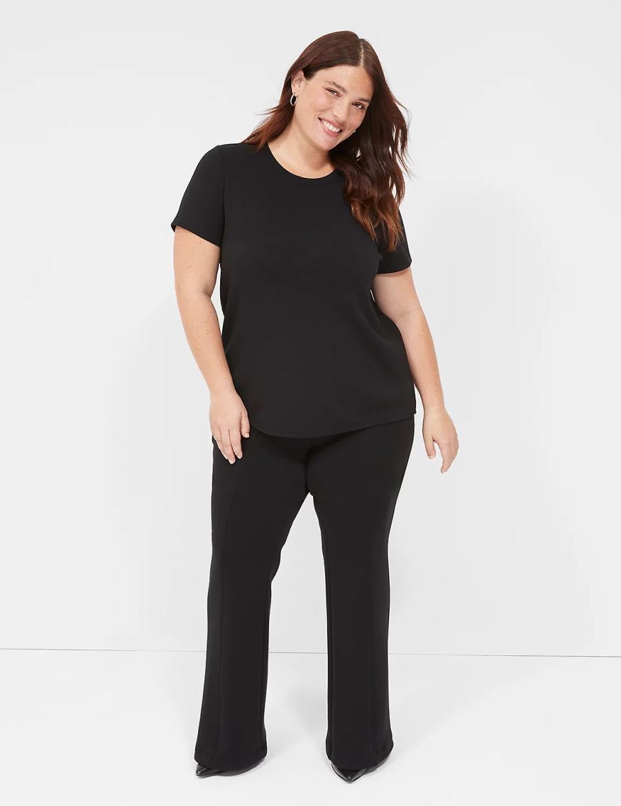 Lane Bryant Journey Knit Flare Women Pants Black | GWV5518MP