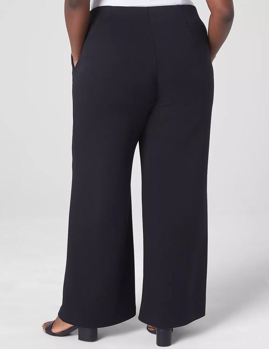 Lane Bryant Journey Knit High-Rise Wide Leg Women Pants Black | RPK354BF