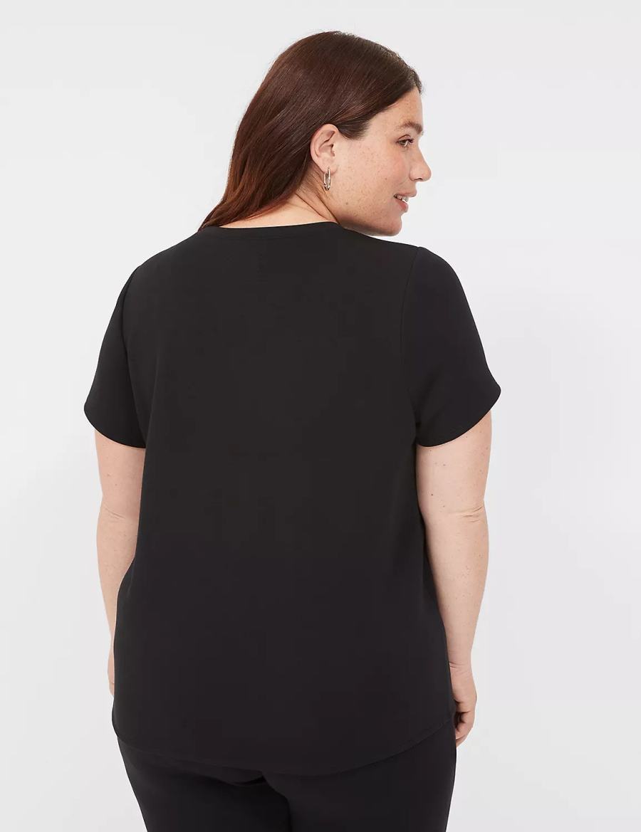 Lane Bryant Journey Short-Sleeve Tee Women T Shirts Black | ITB3294XP