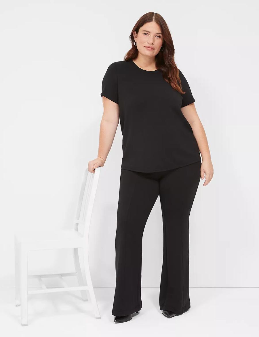 Lane Bryant Journey Short-Sleeve Tee Women T Shirts Black | ITB3294XP