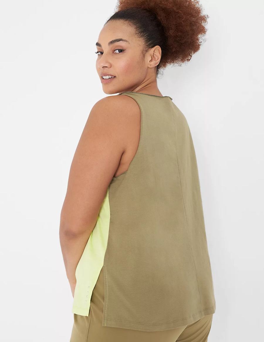 Lane Bryant LIVI Boatneck Twist-Shoulder Women Tank Top Light Green | QDC9044EX