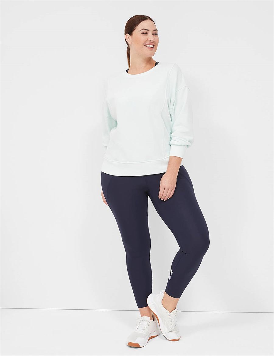 Lane Bryant LIVI Crew-Neck French Terry Washed Women Sweatshirts Light Green | ATN3366UY