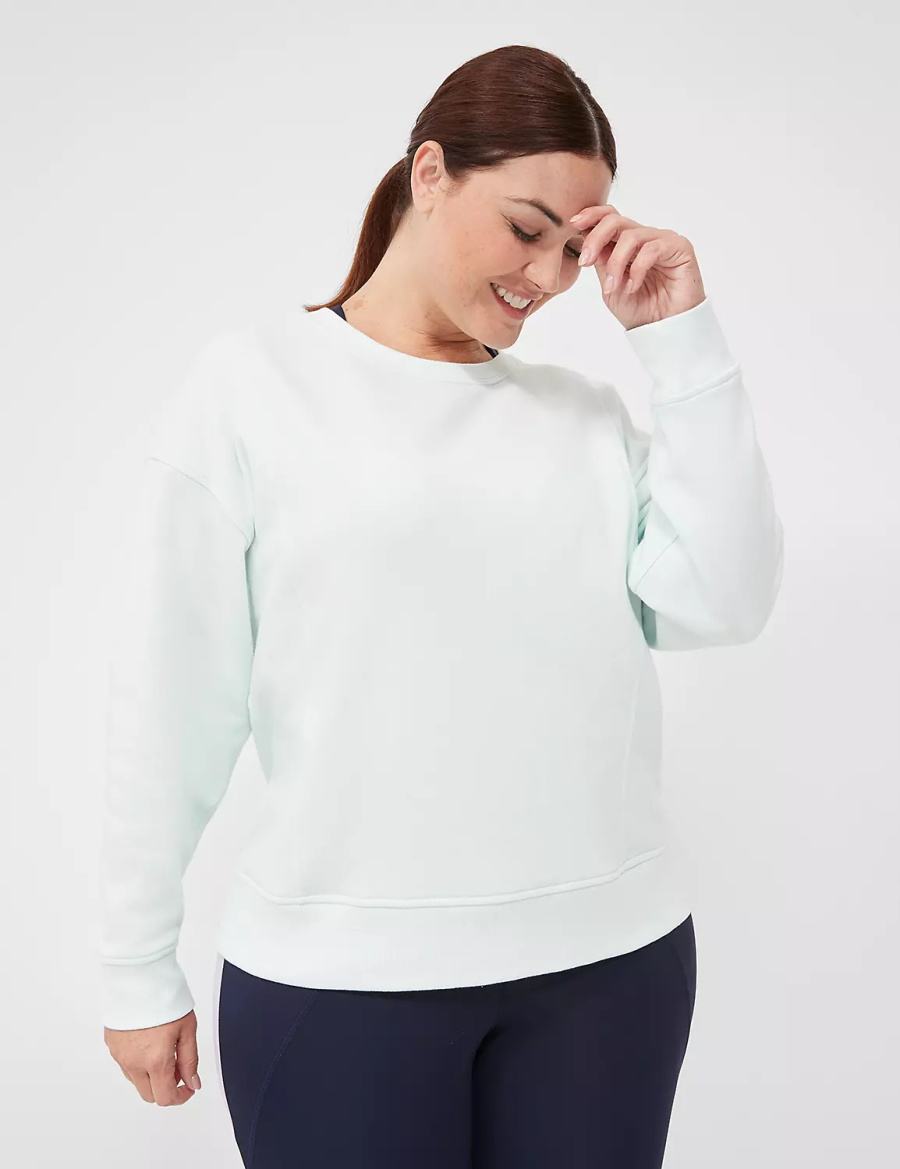 Lane Bryant LIVI Crew-Neck French Terry Washed Women Sweatshirts Light Green | ATN3366UY